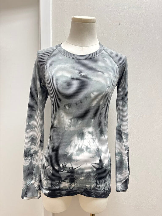 Lululemon Grey Striped Logo Tee