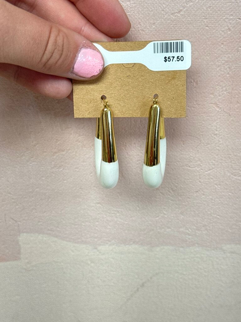 Gold and White Enamel Earring