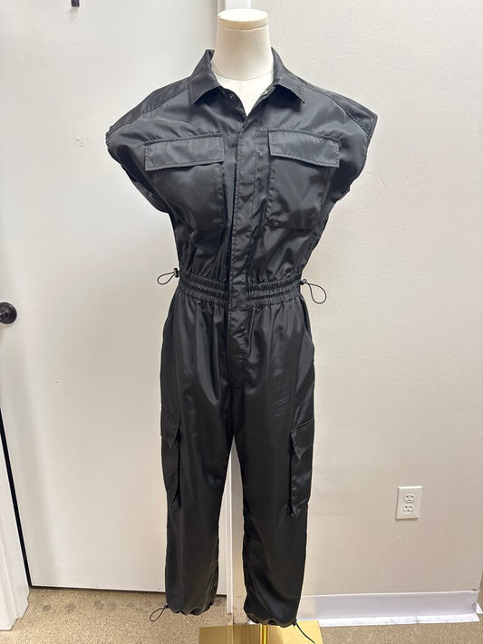 Pistola Black Sateen Jumpsuit