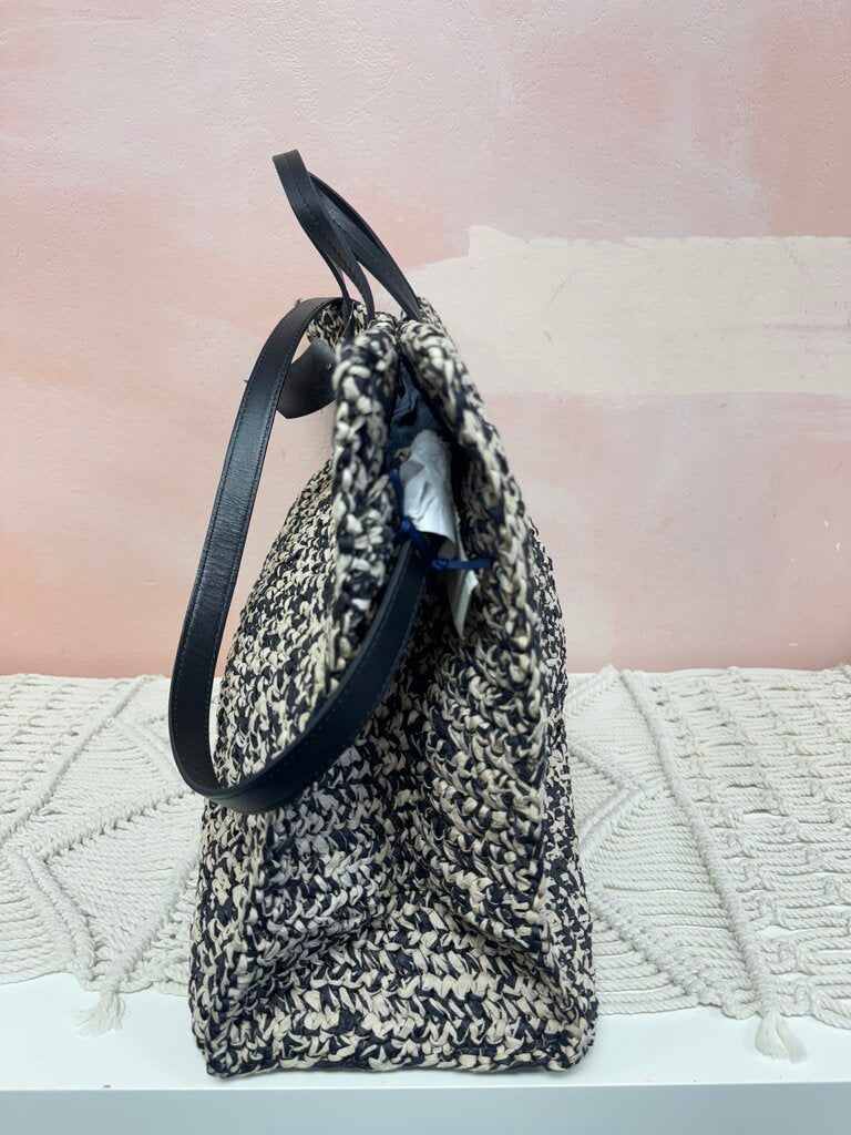 Clare V Black and Cream Woven Tote NWT