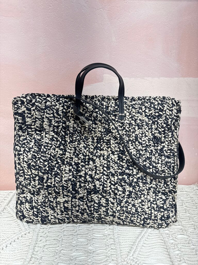 Clare V Black and Cream Woven Tote NWT