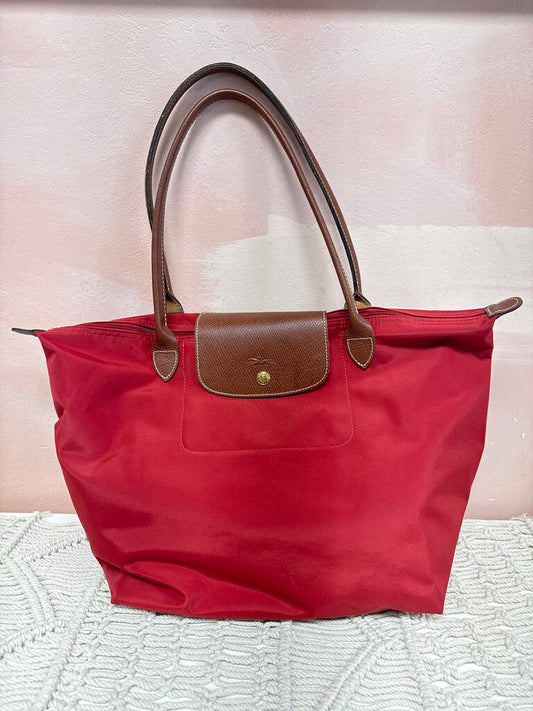 Longchamp Red Le Pliage Tote