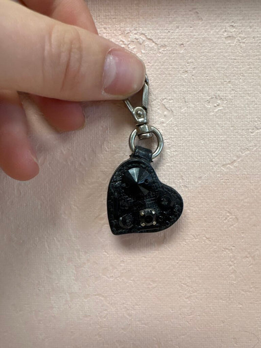 Prada Black Crystal Heart Charm