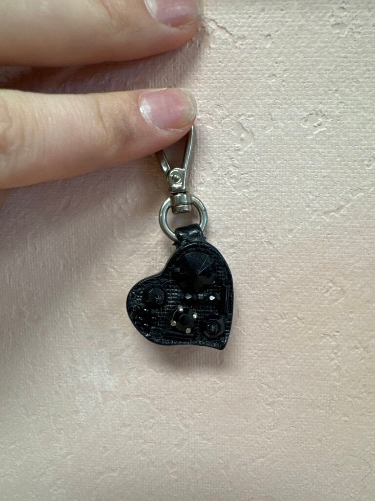 Prada Black Crystal Heart Charm