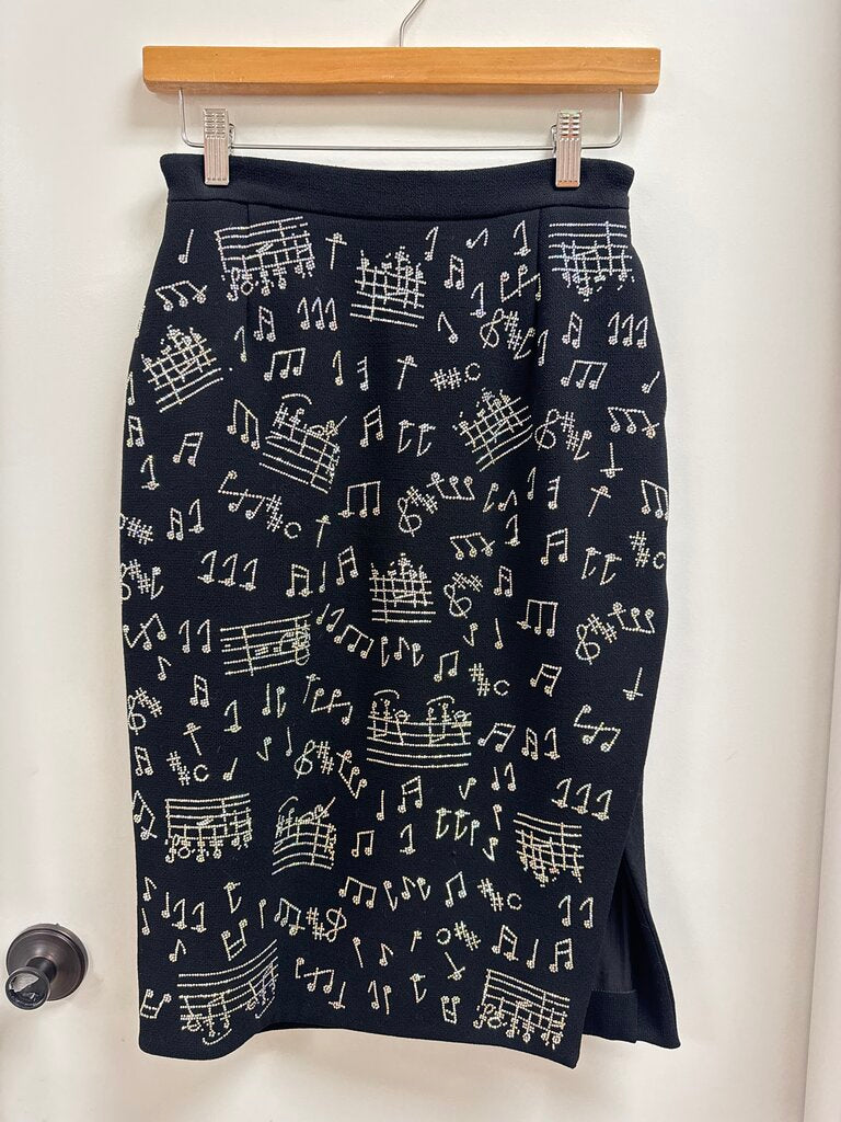 Libertine Black Sequin Musical Note Pencil Skirt NWT