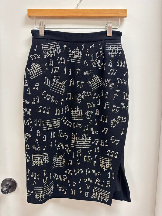 Libertine Black Sequin Musical Note Pencil Skirt NWT