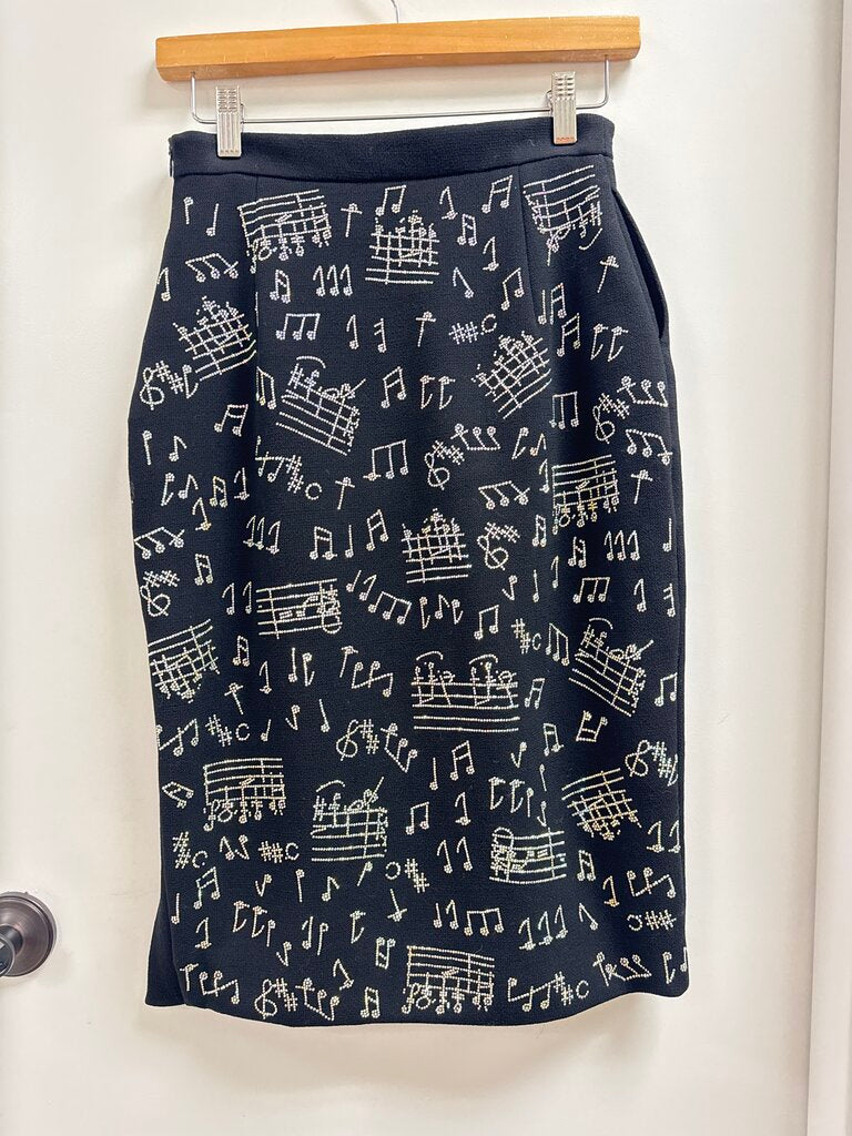 Libertine Black Sequin Musical Note Pencil Skirt NWT
