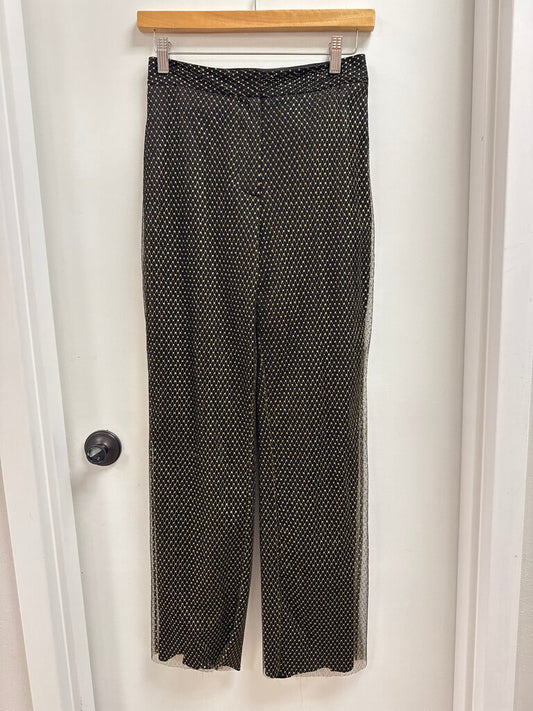 Adam Lippes Black and Gold Overlay Pant