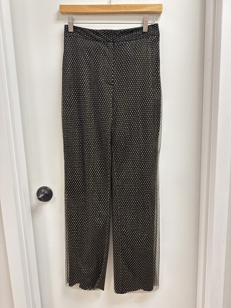 Adam Lippes Black and Gold Overlay Pant