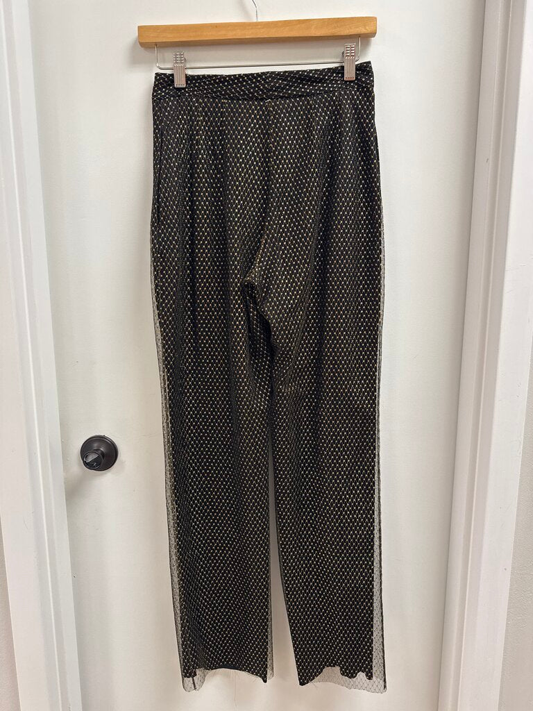 Adam Lippes Black and Gold Overlay Pant