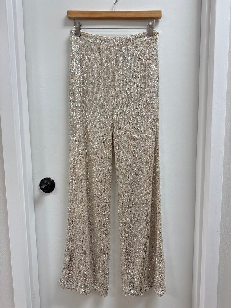 Pookie & Sebastian Silver Sequin Trouser