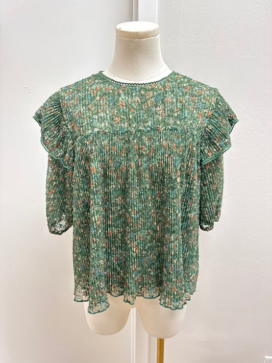 Porridge Green Floral Smocked Blouse