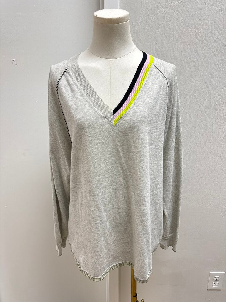 Zaket & Pllover Grey V-Neck Sweater