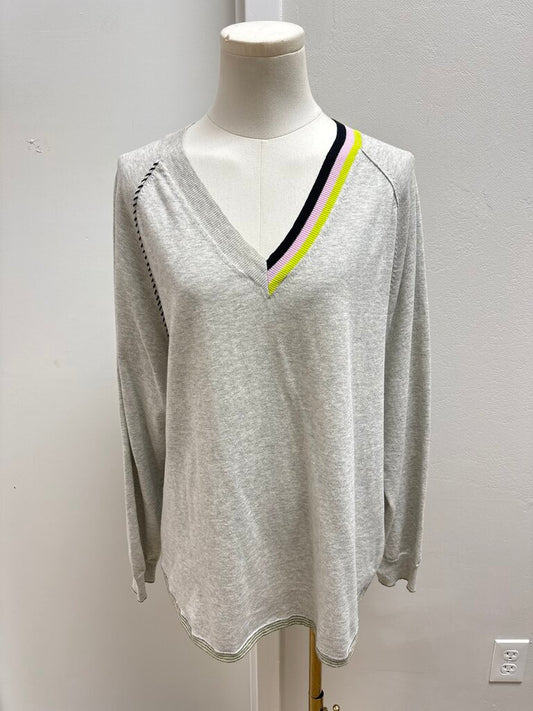 Zaket & Pllover Grey V-Neck Sweater
