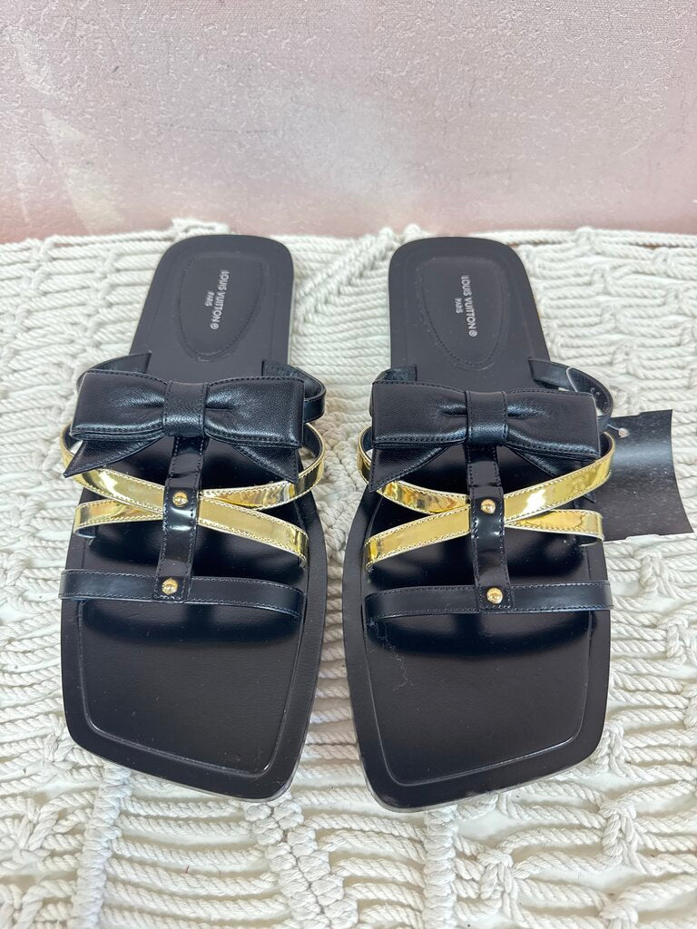 Louis Vuitton Black Peplum Gladiator Sandal w/Dustbags