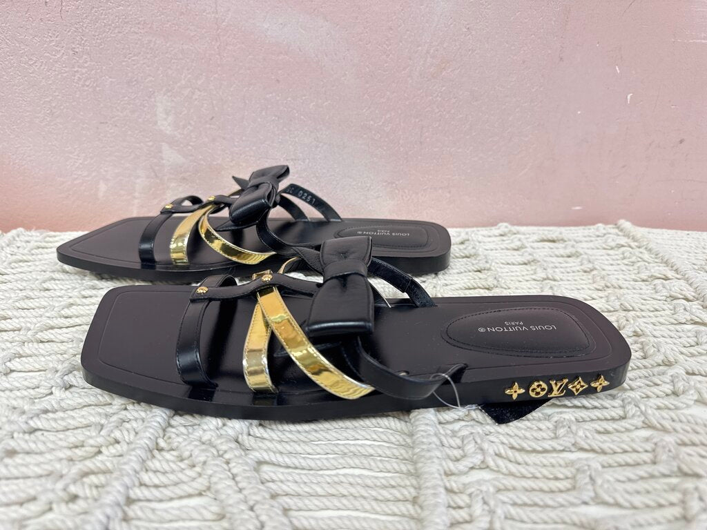 Louis Vuitton Black Peplum Gladiator Sandal w/Dustbags