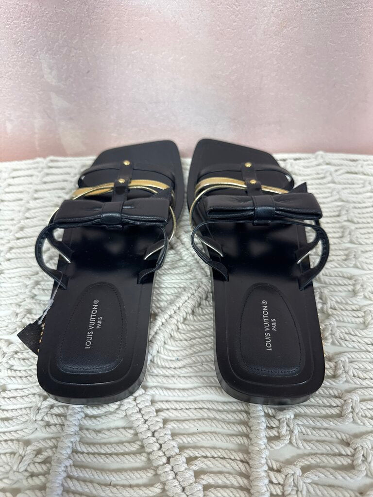 Louis Vuitton Black Peplum Gladiator Sandal w/Dustbags