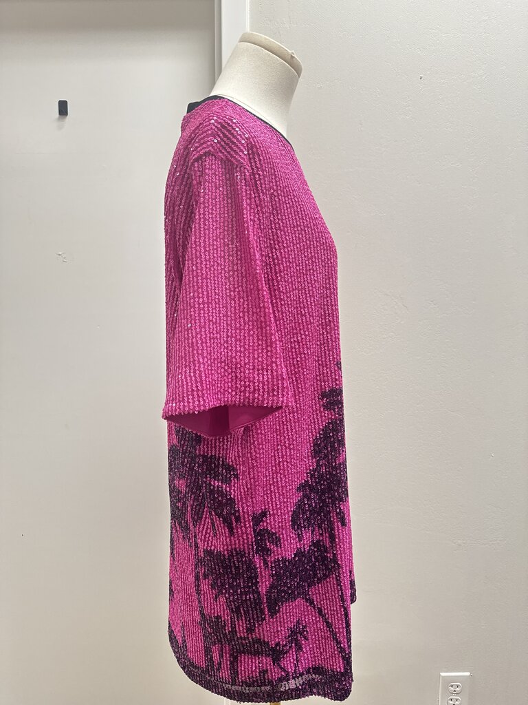 ITMFL Pink Sequin Palm Tree Dress