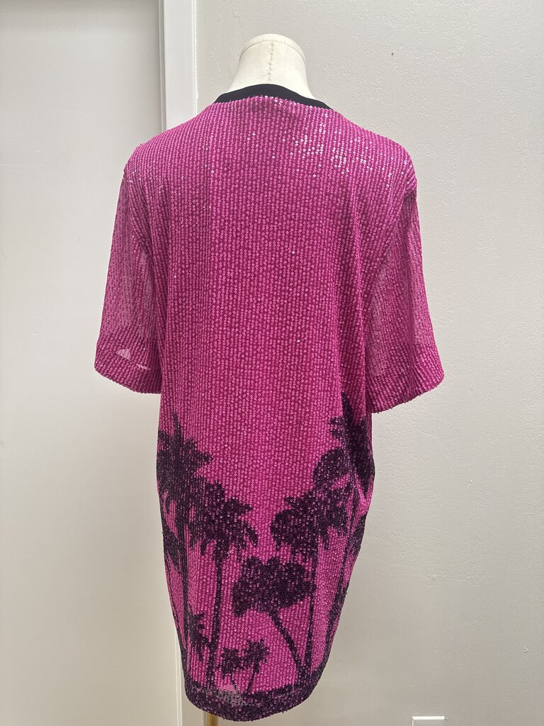 ITMFL Pink Sequin Palm Tree Dress