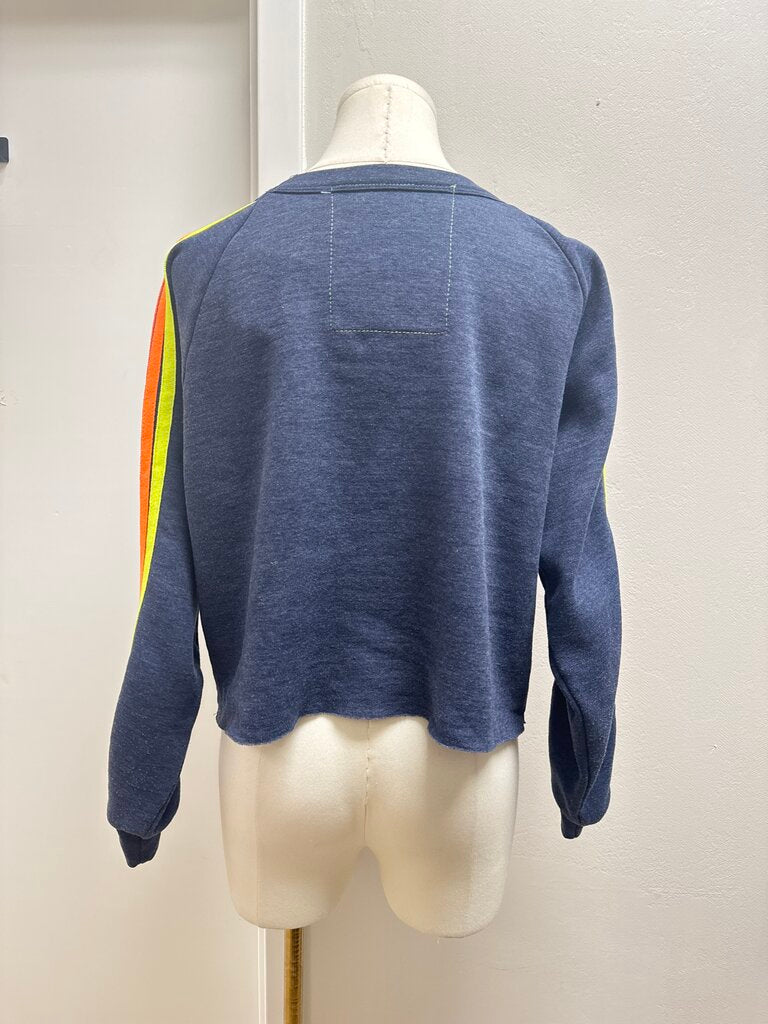 Aviator Nation Blue Marled Cropped Sweatshirt