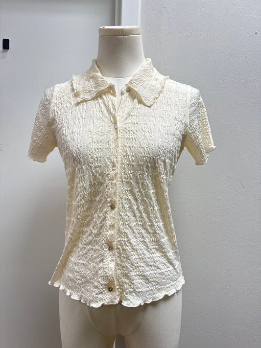 Vince Ivory Smocked Button Up