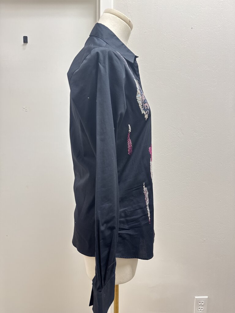 Libertine Black and Purple Sequin Button Up