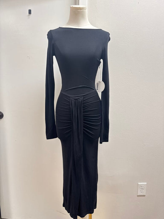 Staud Black Ruched Front Maxi Dress NWT