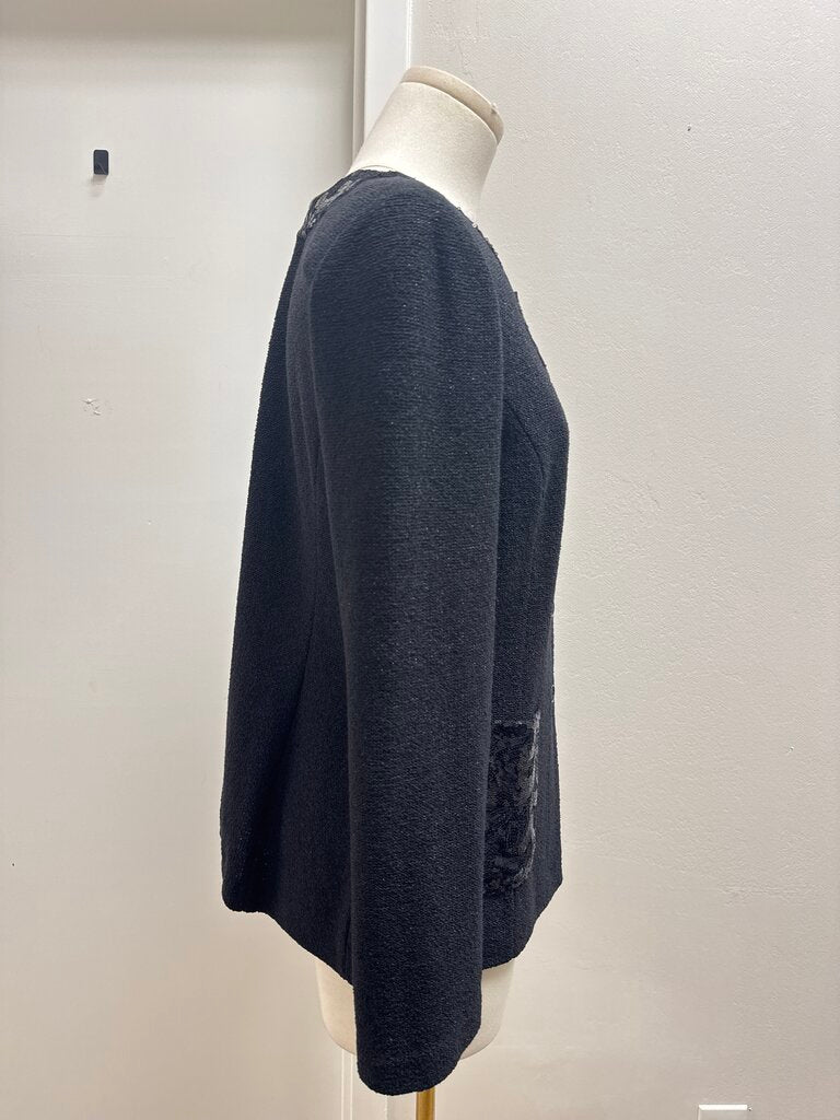 St John Black Knit Sequin Detail Blazer