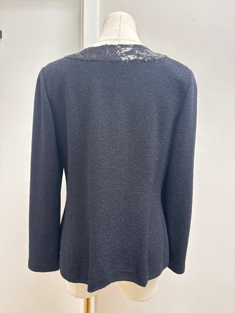 St John Black Knit Sequin Detail Blazer