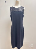 St John Black Knit Sequin Detail Sheath Dress