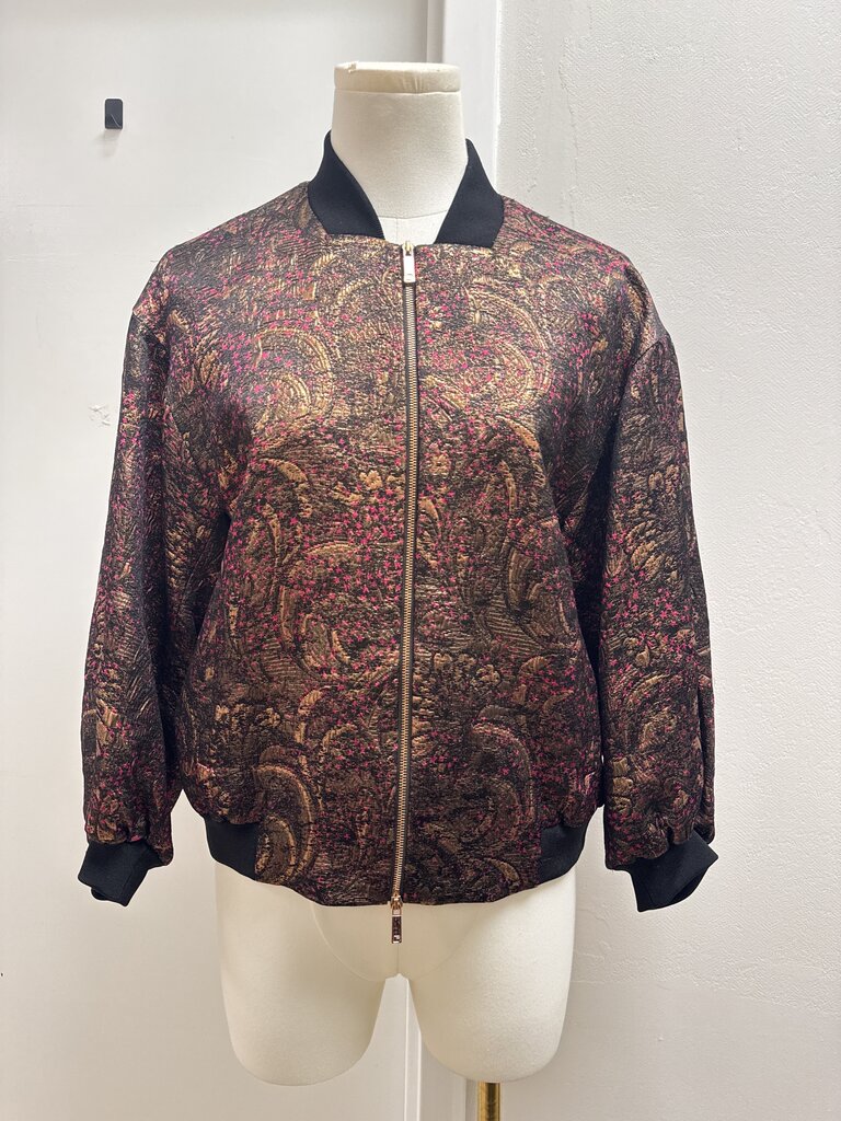 Lafayette 148 Gold Paisley Bomber Jacket