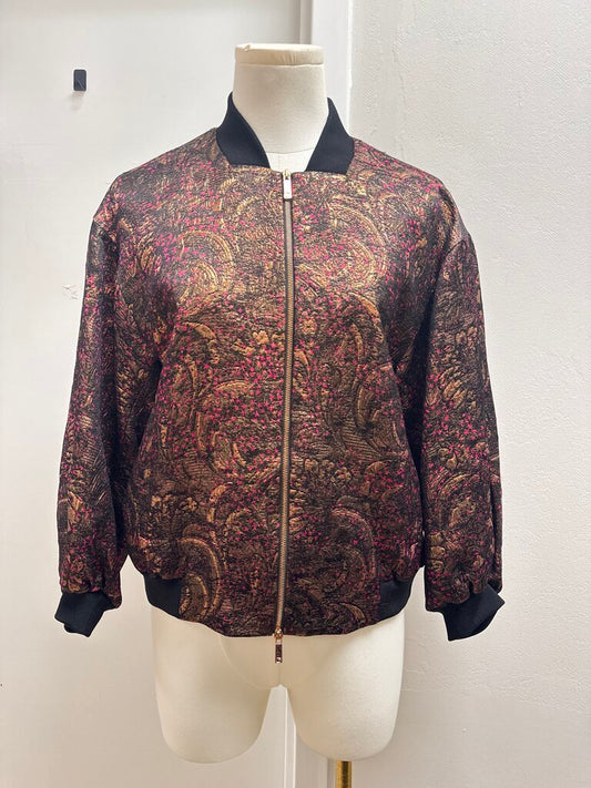 Lafayette 148 Gold Paisley Bomber Jacket