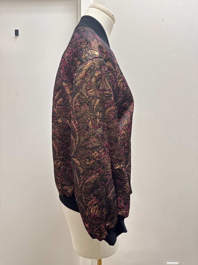 Lafayette 148 Gold Paisley Bomber Jacket