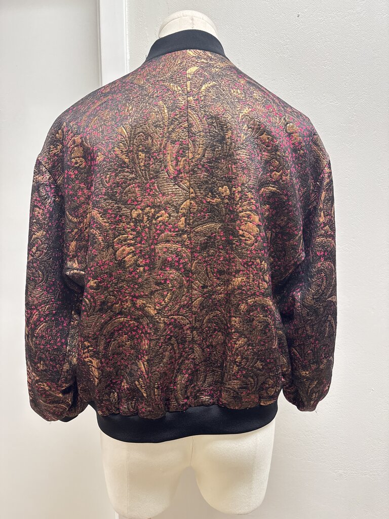 Lafayette 148 Gold Paisley Bomber Jacket
