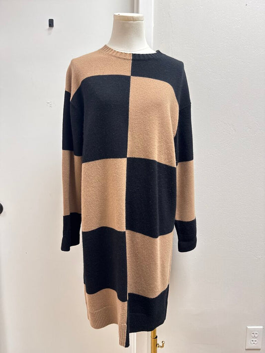 Max Mara Black and Brown Sweater Dress
