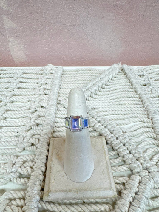 Sterling and Iridescent Stone Ring