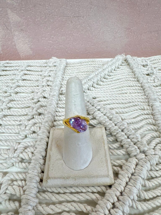 Sterling and Geo Cut Amethyst Ring