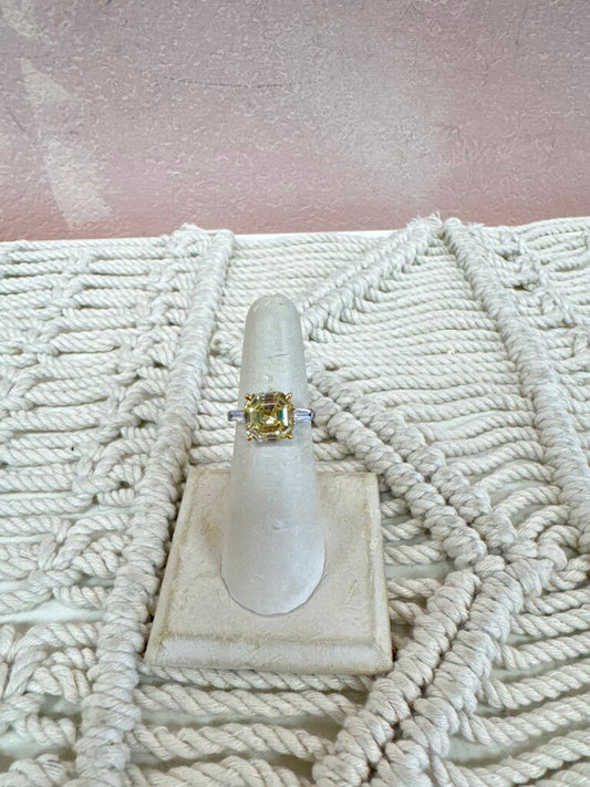 Sterling and Canary Stone Ring
