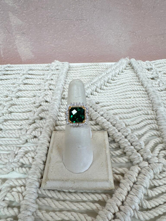 Sterling and Imitaion Emerald Ring