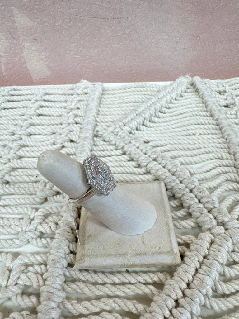 Sterling and Diamond Art Deco Ring