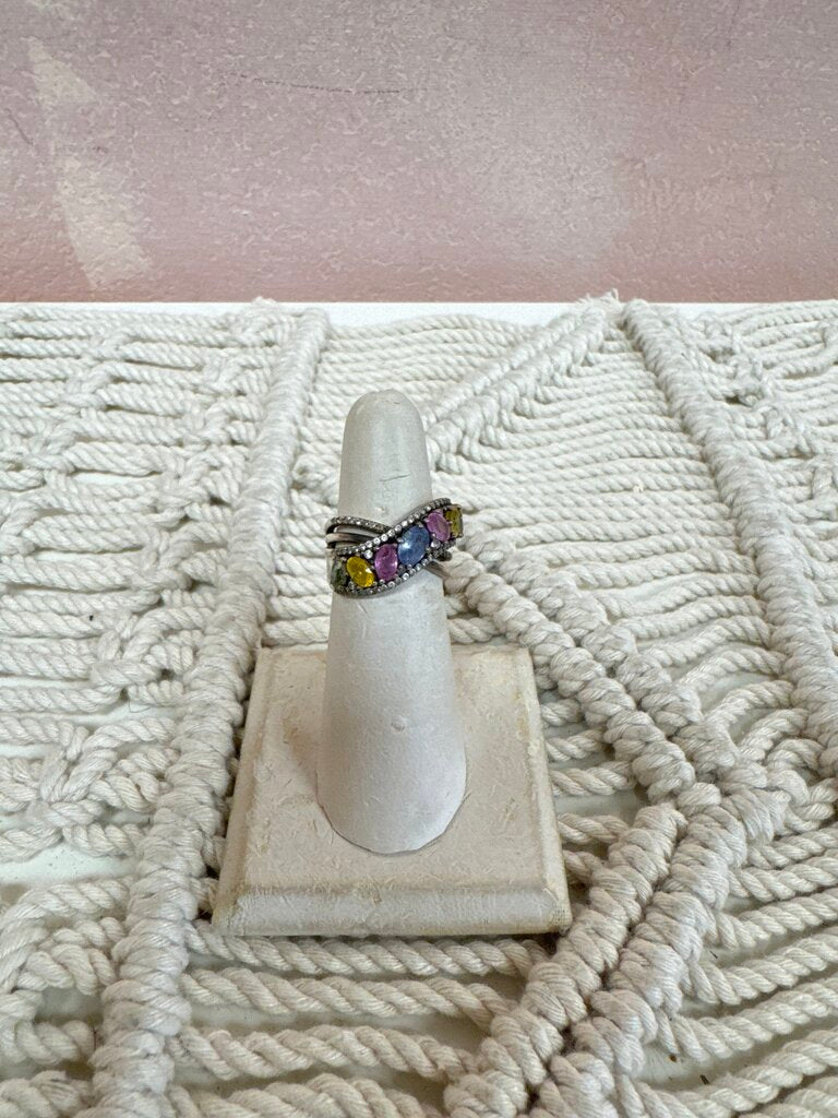 Sterling and Semi Precious Wavy Ring