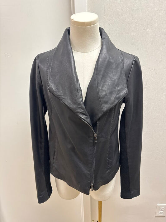 Vince Black Leather Moto Jacket