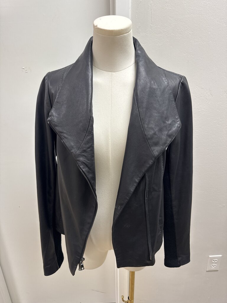 Vince Black Leather Moto Jacket