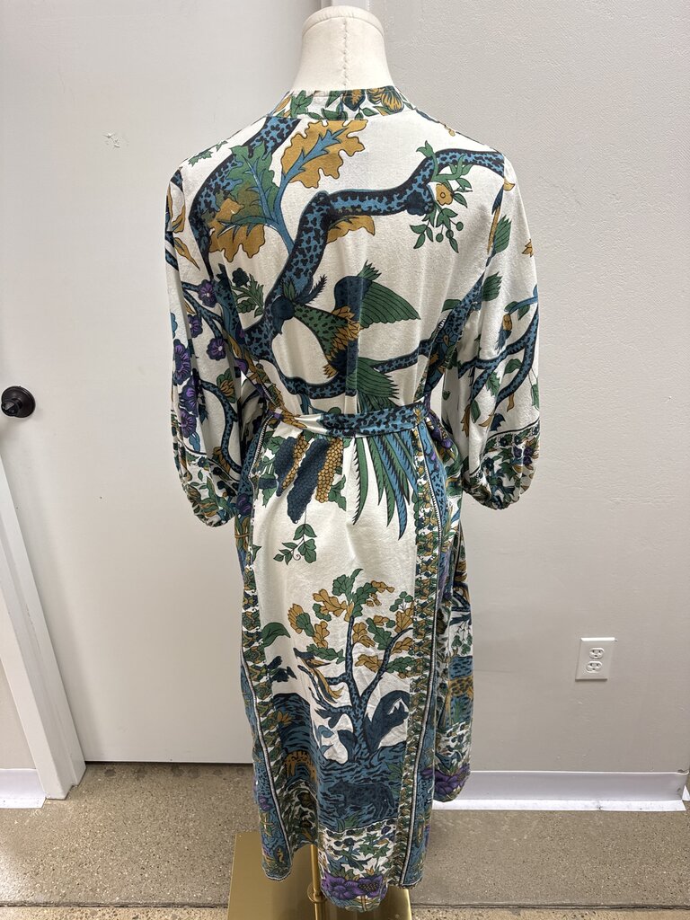 John & Mickie White Floral Belted Maxi Dress