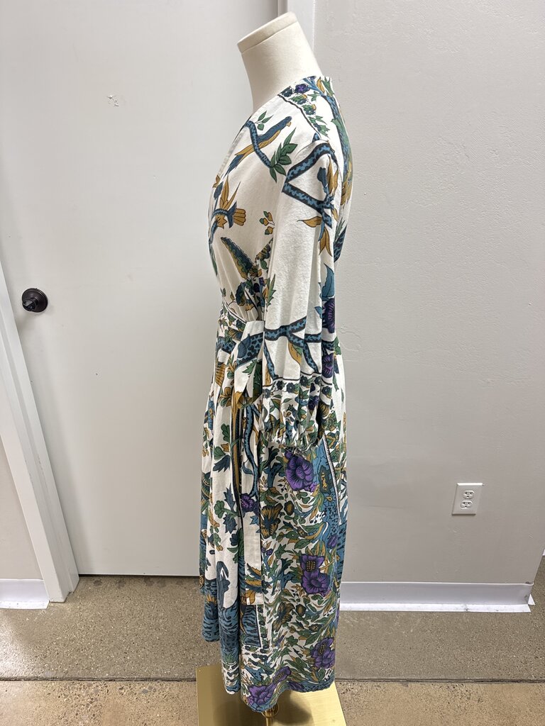John & Mickie White Floral Belted Maxi Dress