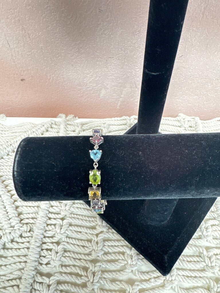 Sterling and Semi Precious Tennis Style Bracelet