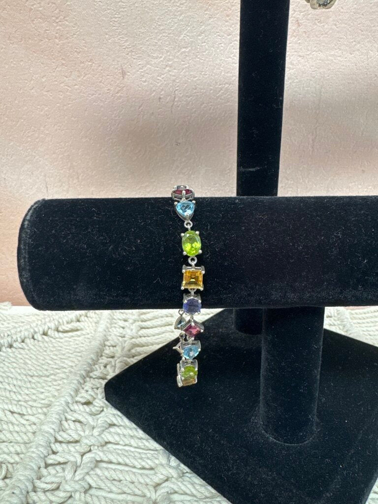 Sterling and Semi Precious Tennis Style Bracelet