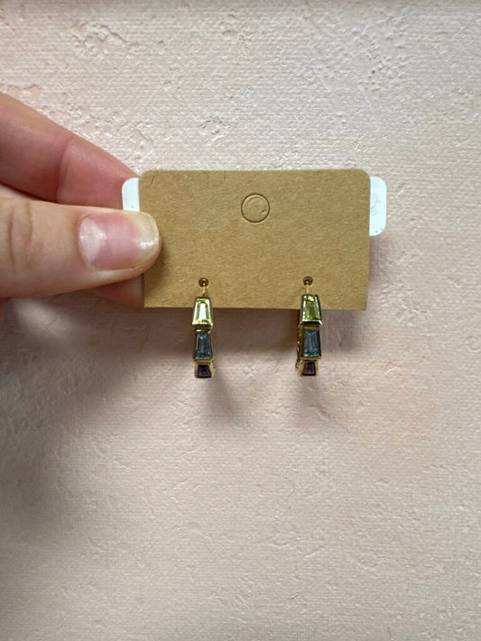 Sterling and Semi Precious Huggie Hoop