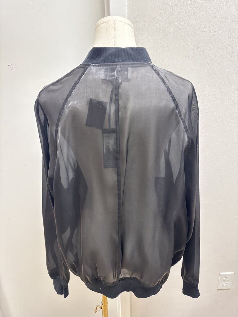 Rebecca Minkoff Black Sheer Bomber Jacket