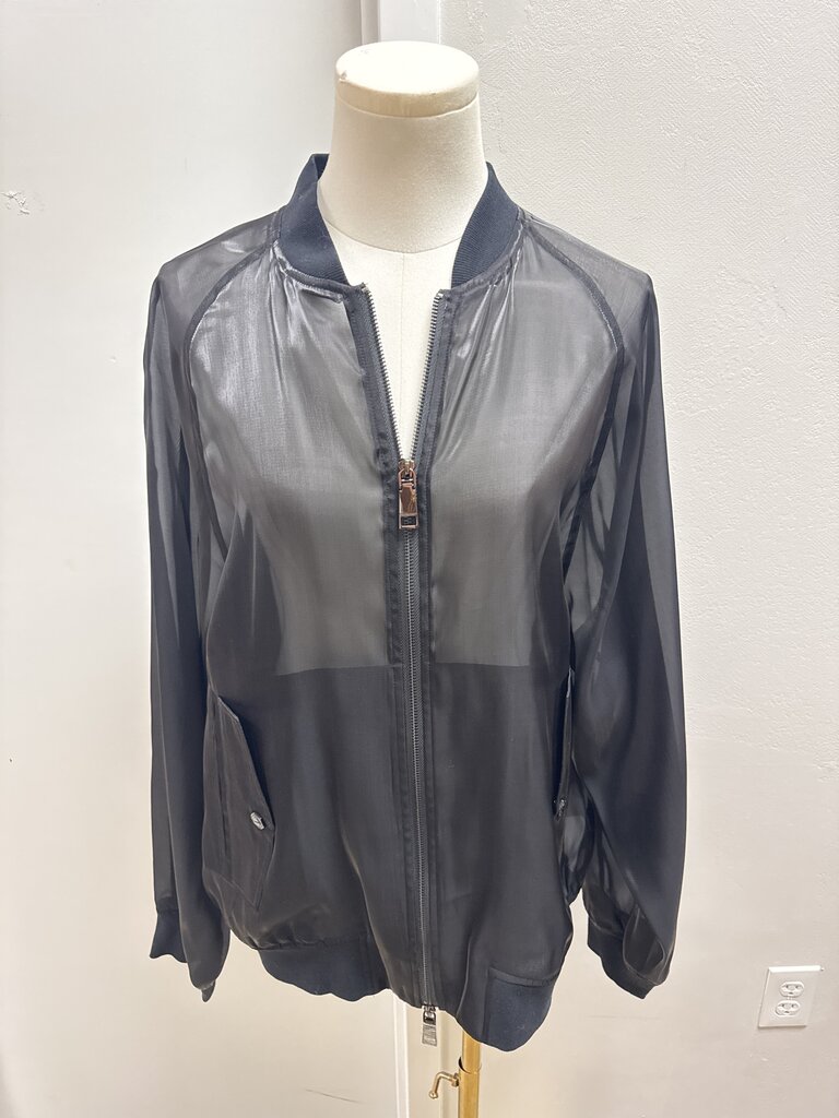 Rebecca Minkoff Black Sheer Bomber Jacket